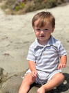 DRIFT GREY/WHITE STRIPE Polo Romper