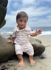 DRIFT BEIGE/WHITE STRIPE Polo Romper