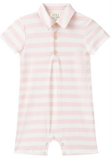  DRIFT PINK/WHITE STRIPE Polo Romper