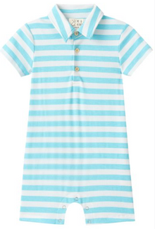  DRIFT TURQUOISE /WHITE STRIPE Polo Romper
