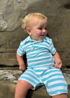 DRIFT TURQUOISE /WHITE STRIPE Polo Romper