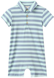  DRIFT CHAMBRAY/BLUE STRIPE Polo Romper
