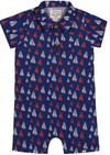 MOLOKAI RED/WHITE/BLUE SAILBOATS PRINTED WOVEN ROMPER