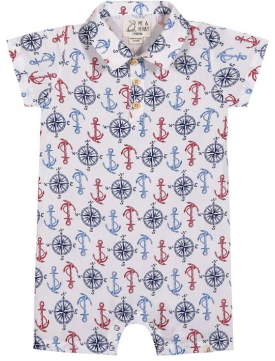 MOLOKAI RED/WHITE/BLUE ANCHORS PRINTED WOVEN ROMPER
