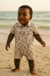 MOLOKAI BEIGE ISLAND PRINTED WOVEN ROMPER