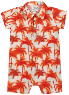  MOLOKAI DUSK PALMS PRINTED WOVEN ROMPER