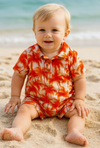 MOLOKAI DUSK PALMS PRINTED WOVEN ROMPER