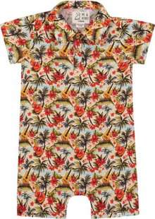  MOLOKAI HAWAIIAN MUSIC PRINTED WOVEN ROMPER