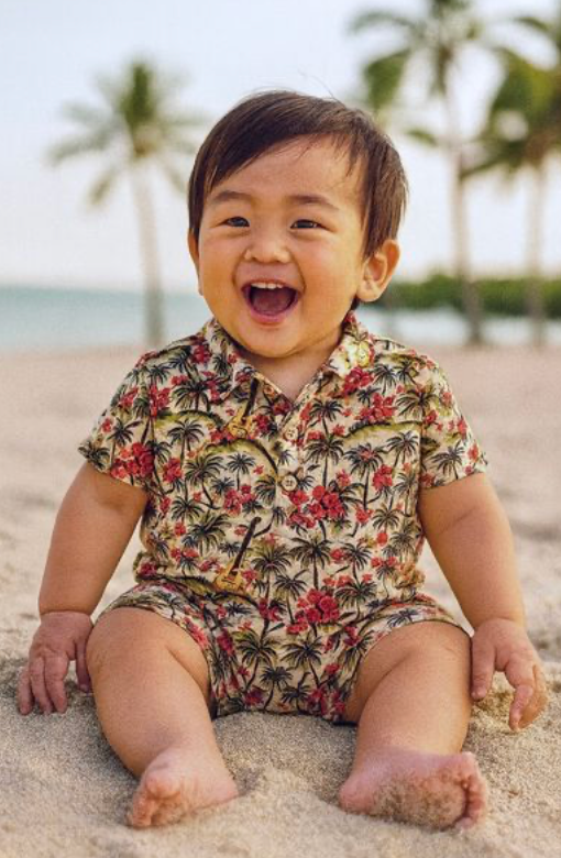 MOLOKAI HAWAIIAN MUSIC PRINTED WOVEN ROMPER