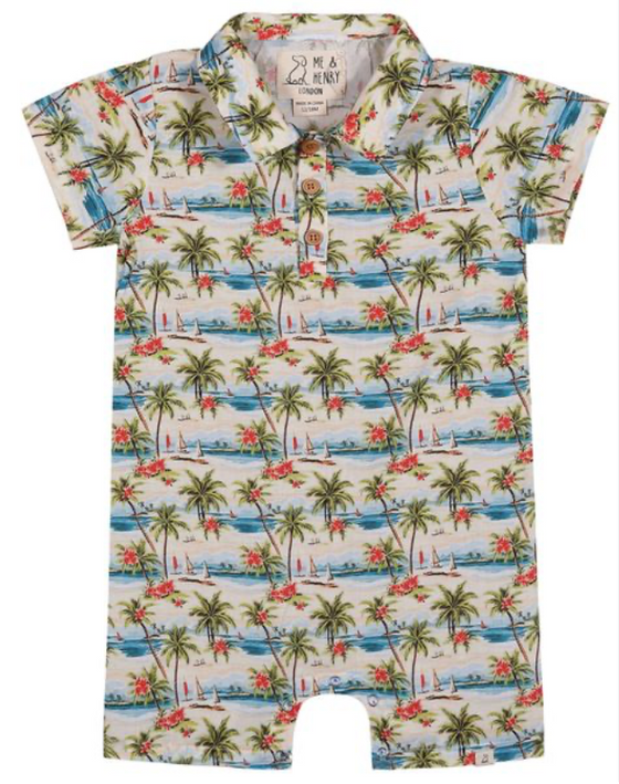 MOLOKAI HAWAIIAN ISLAND PRINTED WOVEN ROMPER