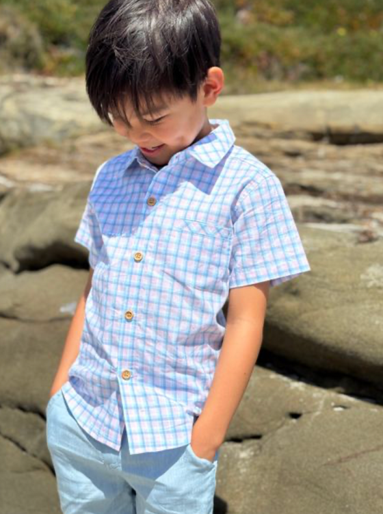 PINK/BLUE PLAID NEWPORT WOVEN SHIRT