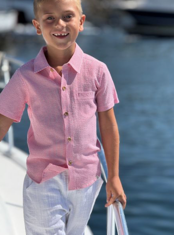 RED/SEERSUCKER NEWPORT WOVEN SHIRT