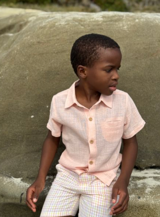 PEACH NEWPORT WOVEN SHIRT