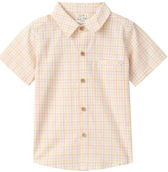 PEACH/ LEMON PLAID  NEWPORT WOVEN SHIRT