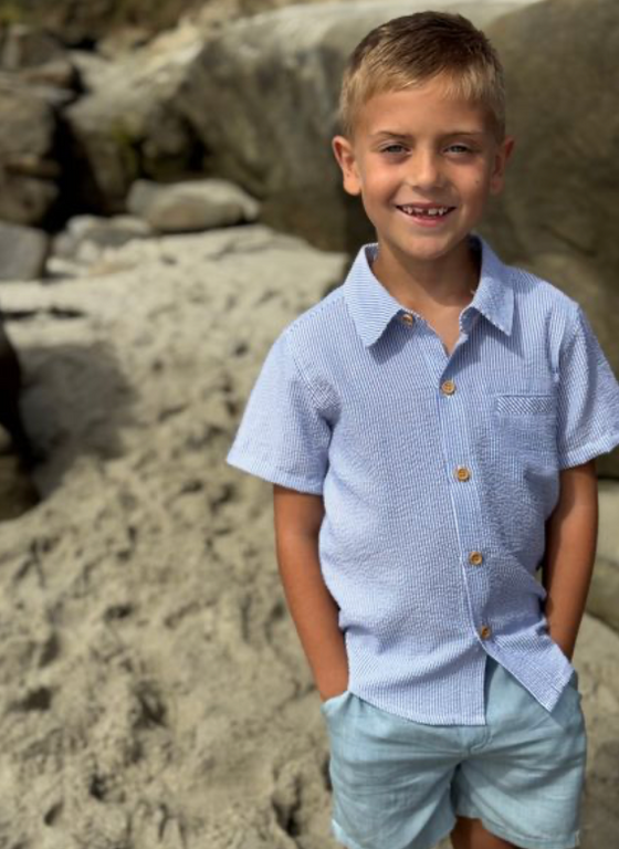 PALE BLUE SEESUCKER  NEWPORT WOVEN SHIRT