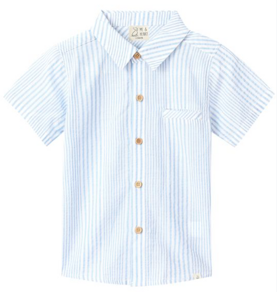 PALE BLUE / WHITE STRIPE  NEWPORT WOVEN SHIRT