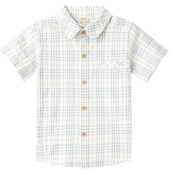 CHAMBRAY/ CREAM PLAID NEWPORT WOVEN SHIRT