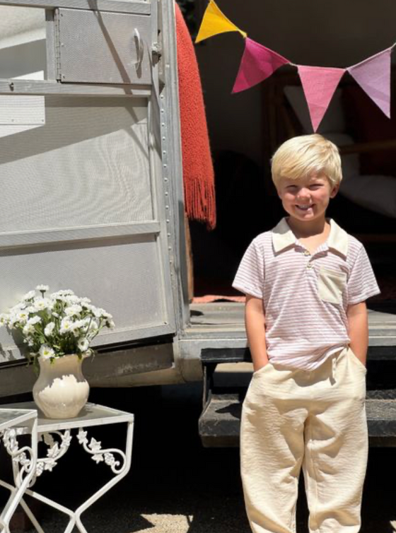 ANCHOR THIN PINK STRIPE Polo