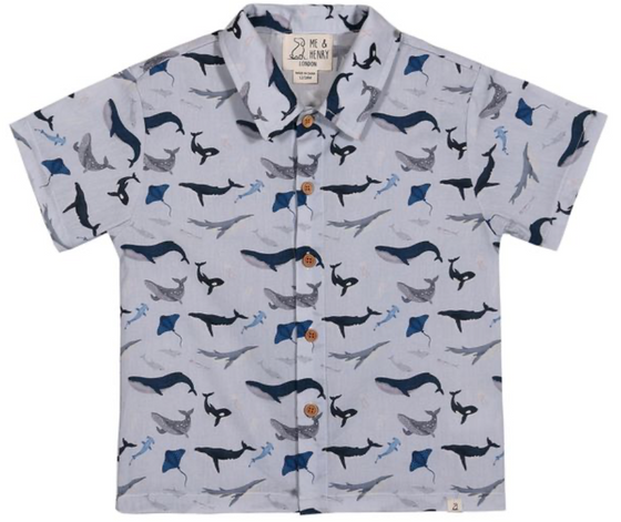 MAUI BLUE WHALE PRINTED WOVEN SHIRT