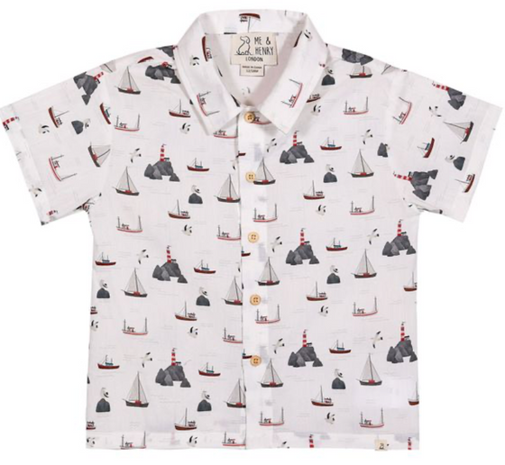 MAUI PRINTED WOVEN SHIRT WHITE HARBOUR