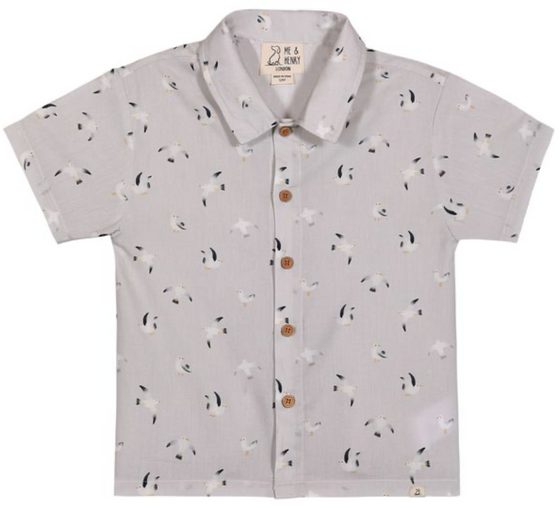 MAUI PRINTED WOVEN SHIRT GREY SEAGULLS