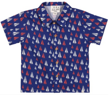  MAUI RED/WHITE SAILBOATS  PRINTED WOVEN SHIRT