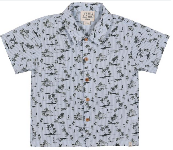 MAUI CHAMBRAY ISLAND PRINTED WOVEN SHIRT