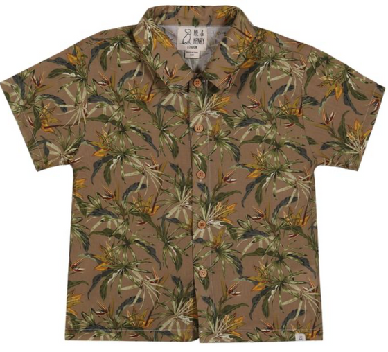 MAUI BEIGE FLORAL PRINTED WOVEN SHIRT