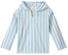 ST IVES CHAMBRAY/ BLUE STRIPE HOODED WOVEN TOP