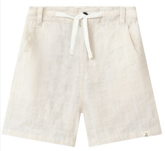 CREW CREAM PLAID WOVEN TEXTURED SHORTS