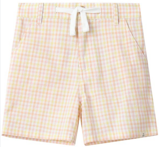 CREW WOVEN PEACH/ LEMON PLAID SHORTS