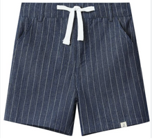  CREW DARK CHAMBRAY STRIPE WOVEN SHORTS