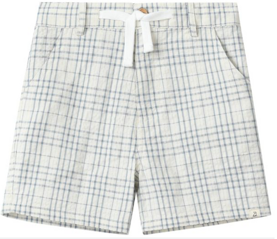 CREW CHAMBRAY/CREAM PLAID WOVEN SHORTS