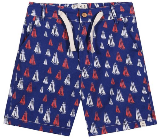 MAHALO RED/WHITE/BLUE SAILBOATS PRINTED WOVEN SHORTS