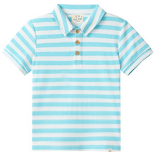  SHIPPING TURQUOISE/WHITE STRIPE  Polo