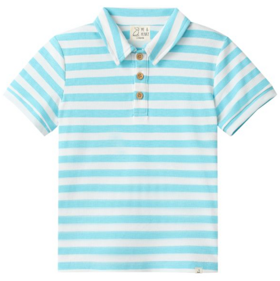 SHIPPING TURQUOISE/WHITE STRIPE  Polo