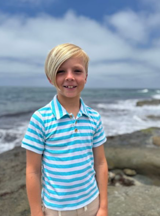 SHIPPING TURQUOISE/WHITE STRIPE  Polo