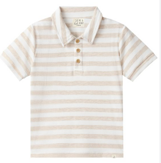 SHIPPING BEIGE/WHITE STRIPE Polo