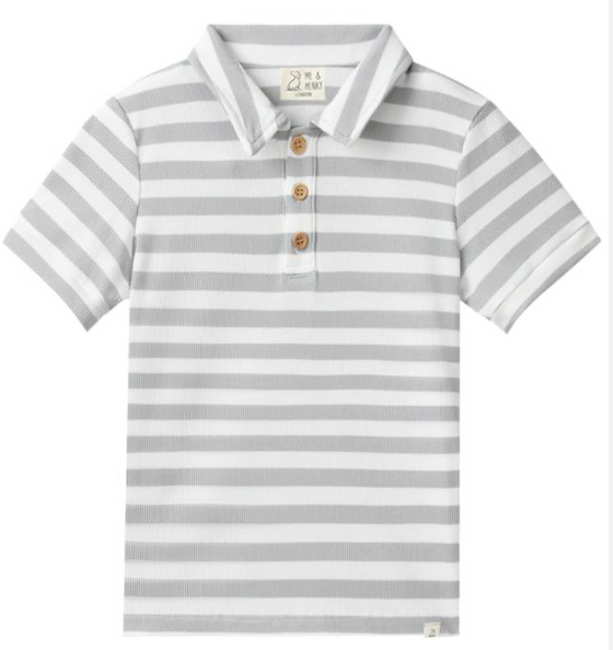 SHIPPING GREY/WHITE STRIPE Polo