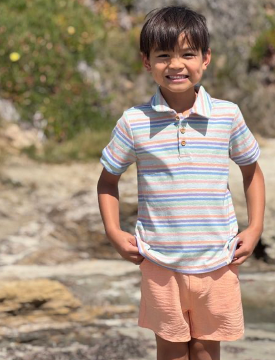 SHIPPING PEACH MULTI STRIPE Polo