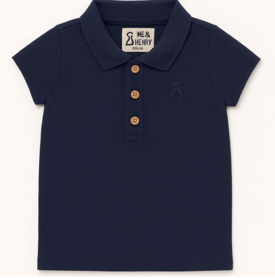 SHIPPING Navy Pique Polo