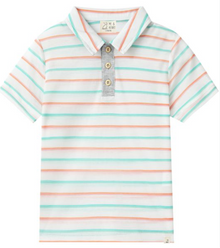  POLREATH PEACH/GREEN Stripe Polo