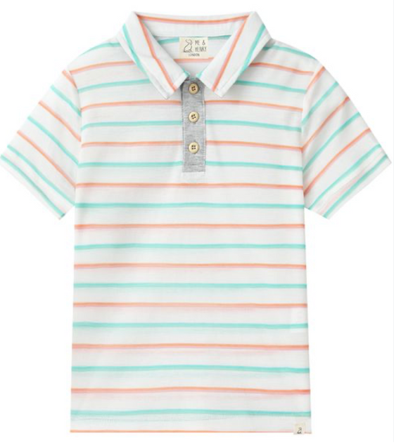 POLREATH PEACH/GREEN Stripe Polo