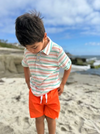 POLREATH PEACH/GREEN Stripe Polo