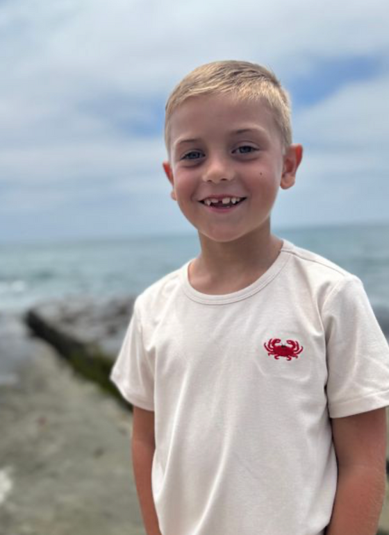 MARINE CREAM CRAB  Embroidered Tee