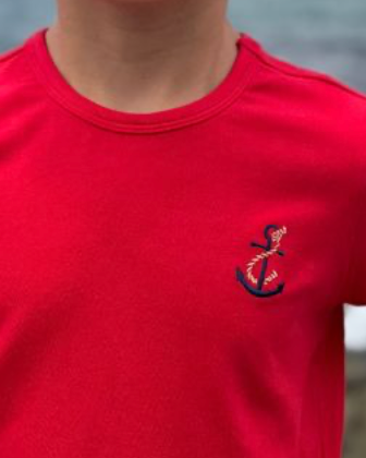 MARINE RED ANCHOR Embroidered Tee