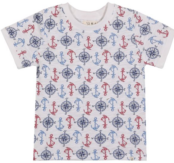 MOUSEHOLE RED/WHITE/BLUE ANCHORS All over Printed Tee