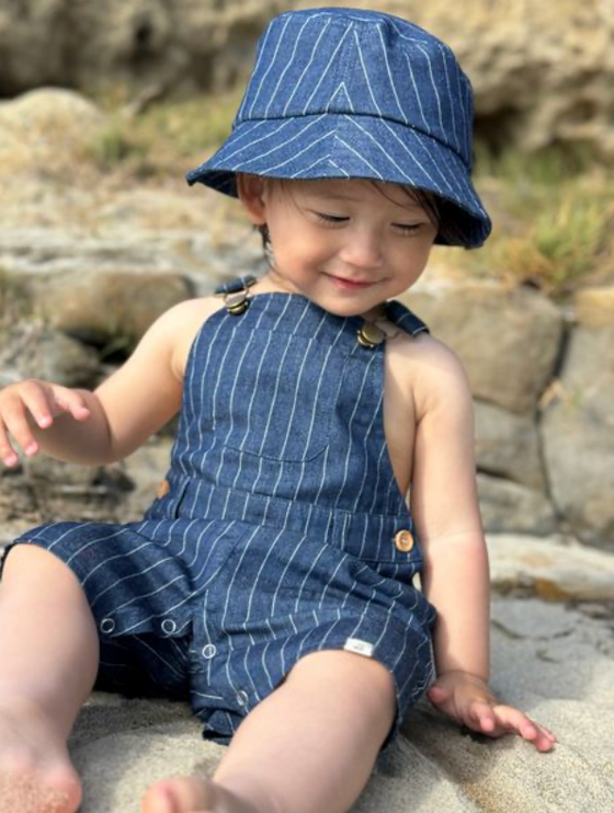 GALLEON DARK CHAMBRAY STRIPE Woven Overalls