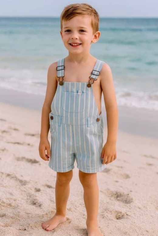 GALLEON PALE CHAMBRAY STRIPE Woven Overalls