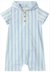 NEWLYN CHAMBRAY/BLUE  Stripe Hooded Woven Romper